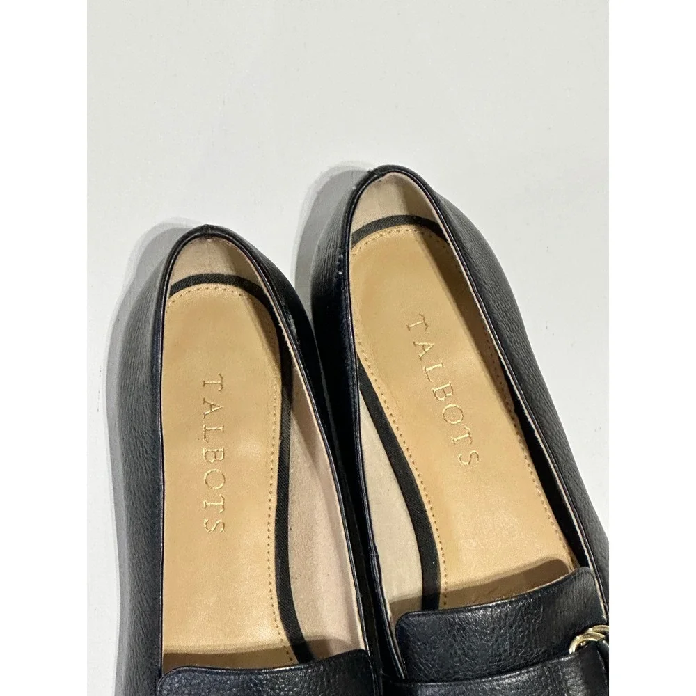 Talbots Black Leather Buckle Loafer Shoes Size 6.5N Career Office Capsule Fall